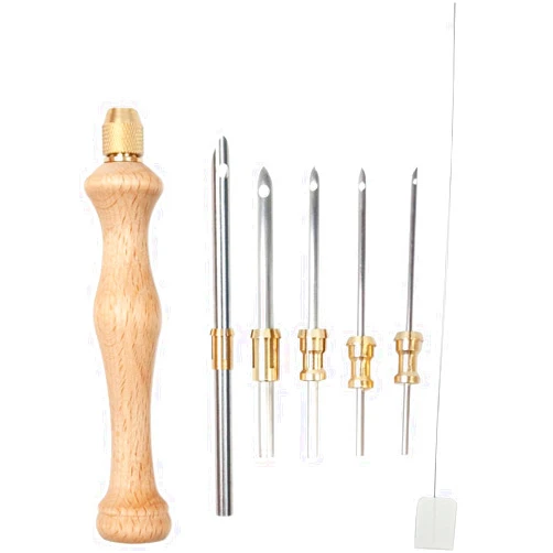 Lampstop Punch Needle Kit 1.6mm-2mm-2.5mm-3.5mm-5mm Metal Tubes Wooden Punch Needle Tool for Beginner Embroidery Floss Cross Stitching