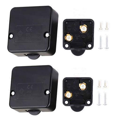 Helunsi Cabinet Lamp Switch, 2 Pack Wardrobe Touch Black Switches, Normally Closed Wardrobe Touch Switch, for Close Open Door Drawers On Off Light Switch (Pack of 2-Black)