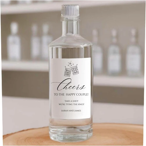 Handmade Set of 12 Glossy Labels for Mini Liquor Bottles: Perfect for Weddings, Corporate Events, and More - Enhance Your Welcome Display