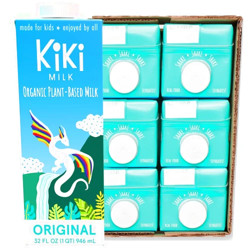 Kiki Milk Plant Based Milk - Organic Original Kiki Milk - Calcium & Magnesium Source - Gluten Free, Gum Free, GMO Free, Dairy Free, Soy Free, Glyphosate Free - Shelf Stable - (32 oz • Pack of 6)