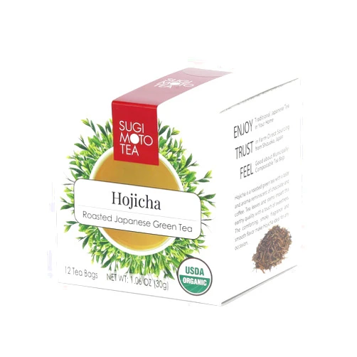 Sugimoto Tea - Organic Hojicha - Roasted Twig Tea - 12 Count Compostable Pyramid Teabags