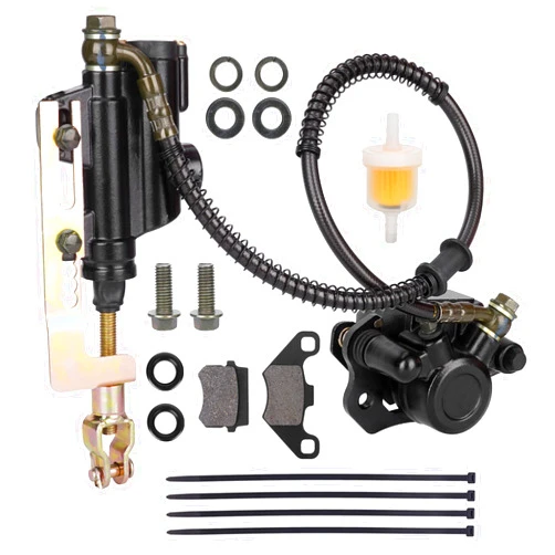 RUTU Rear Foot Brake Master Cylinder Caliper Set for 50cc 70cc 90cc 110cc 125cc Taotao 125D Boulder B1 Coolster Yamoto Vitacci Kazuma SunL 3050HD 3050C RPS Icebear ATV Quad 4 Wheeler