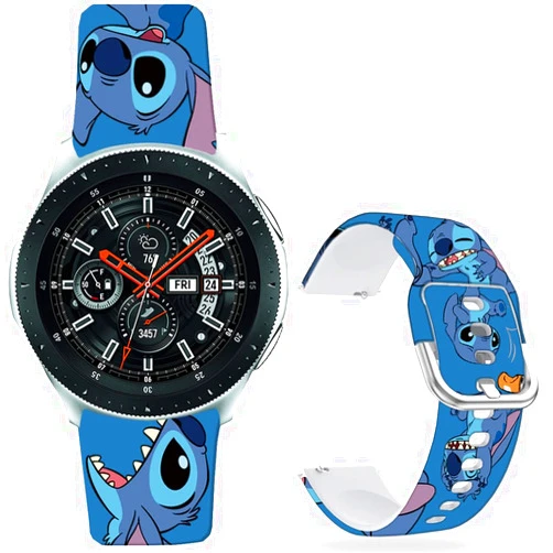 Hepsun Stitch Lively Bands Compatible with Samsung Galaxy Watch 4 40/44mm/Galaxy Watch 42mm/Watch 3 41mm/Active 2/Gear S2 Classic/Sport/Garmin Vivoactive 3 20mm Soft Silicone Kawaii Cute Strap Kids