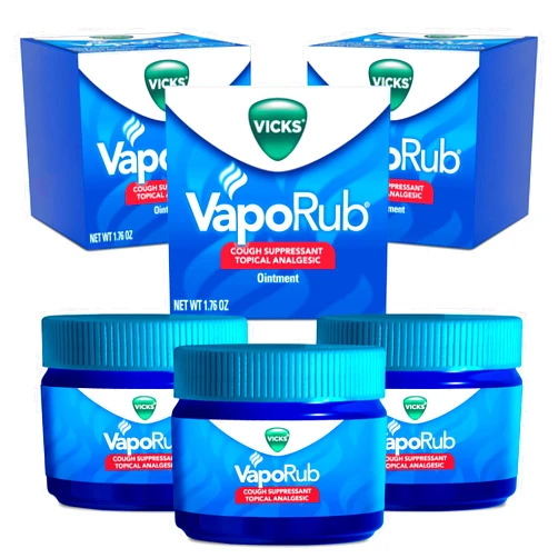 Vicks VapoRub, Original, Cough Suppressant, Topical Chest Rub & Analgesic Ointment, Medicated Vicks Vapors, Relief from Cough Due to Cold, Aches & Pains, 1.76oz each (pack of 3)