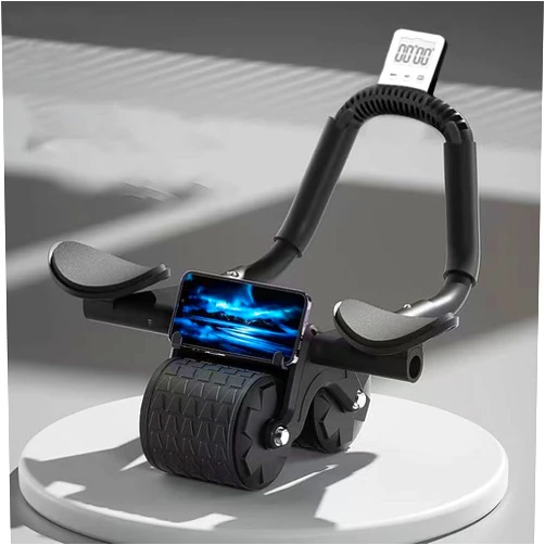Bersauji 2024 New Ab Roller Wheel with Knee Mat &Timer, Automatic Rebound Abdominal Wheel, Ab Abdominal Exercise Roller with Elbow Support, Abs Workout Equipment Ab Exercise Roller for Women Men