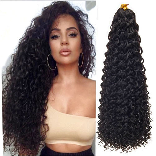 YXCHERISHAIR 8 Packs Curly Crochet Hair GoGo Curl Crochet hair for Black Women Deep Wave Braiding hair,Synthetic Bohemian Crochet Braid Water Wave Crochet hair Extensions (1B, 24inch)