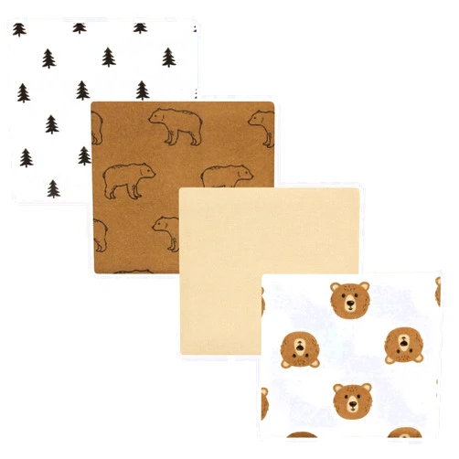 Hudson Baby Unisex Baby Cotton Flannel Receiving Blankets, Brown Bear, One Size