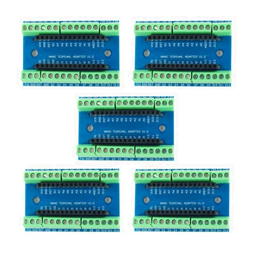 DEVMO 5pcs DEVMO Nano Screw Terminal Adapter Shield Expansion Board Nano V3.0 AVR ATMEGA328P-AU Module Compatible with Ar-duino
