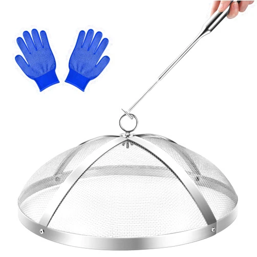 CAROD Fire Pit Spark Screen for Solo Stove Bonfire 19.5-Inch Size, Stainless Steel Mesh Cover Accessories with Shield Cover Removal Handle, Spark Guard Protector for Patio, Backyard, Outdoor Fire Pits