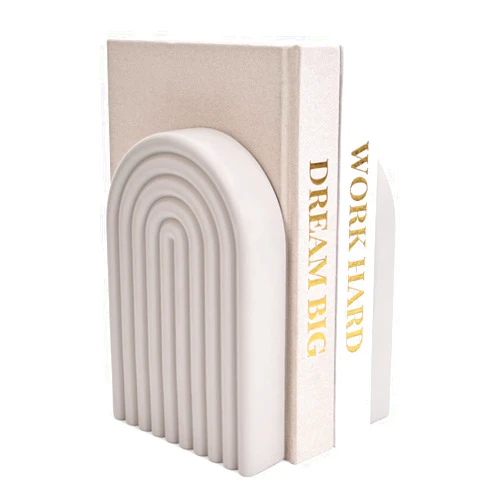 Nichake Concrete Boho Bookends - Decorative Bookends for Heavy Books - Heavy Duty Bookends for Shelves & Office Desk - Modern Bookshelf Decoration