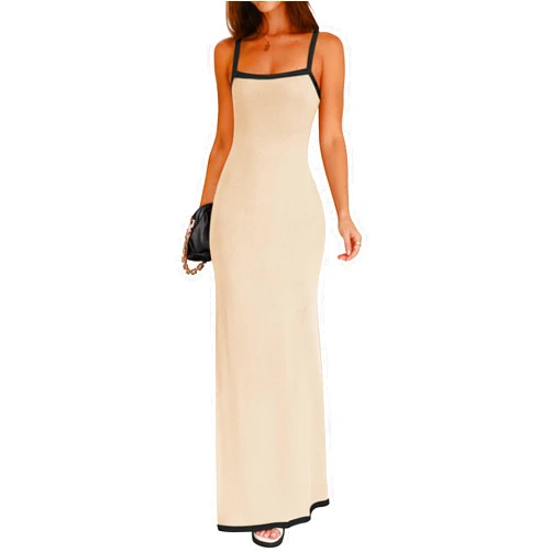 ZESICA Women's Summer Spaghetti Straps Maxi Dress 2024 Sleeveless Square Neck Lightweight Long Beach Dresses