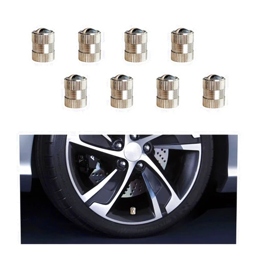 Ziciner 8 PCS Tire Valve Caps, Leakproof Car Metal Tire Valve Stem Covers with Rubber Seal Ring, Universal Vehicle Wheel Protection Accessories for Car SUV Truck Motorcycle (Number 7: 0.31×0.47inch)