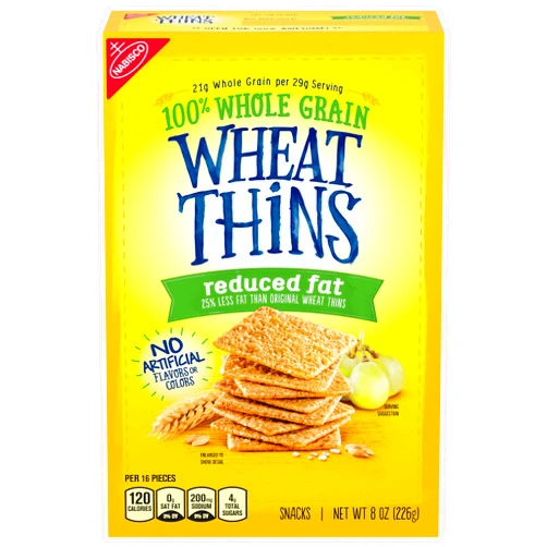 Wheat Thins Reduced Fat Snacks, Whole Grain Wheat Crackers, Snack Crackers, 8 oz