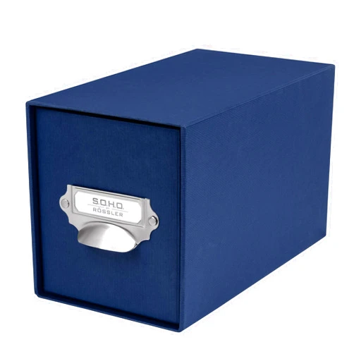 Rössler Papier Rössler SOHO CD Storage Box with Metal Index Holder - Navy Blue