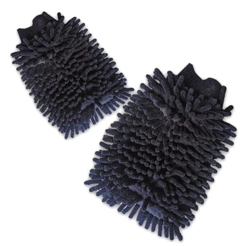 gunhunt Pack-2 Car Wash Mitt Microfiber, 5.51In x 9.05In Chenille Microfiber Wash Mitt Scratch Free, Hand Car Washing Care Cleaning Kit, Dust Cover (Black)