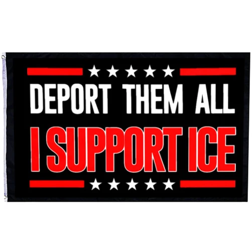 JOLCAHEU Deport Them All Illegals Flag I Support Ice Flag 5x8FT,I Stand With Ice Flags with 2 Brass Grommets,Sturdy 100D Polyester.