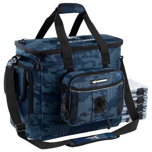 KastKing BaitSpace Fishing Tackle Bag With 4 Tackle Boxes & Removable Bait Binder, Water-Resistant Tackle Storage, Durable Fishing Gear, Adjustable Shoulder Strap
