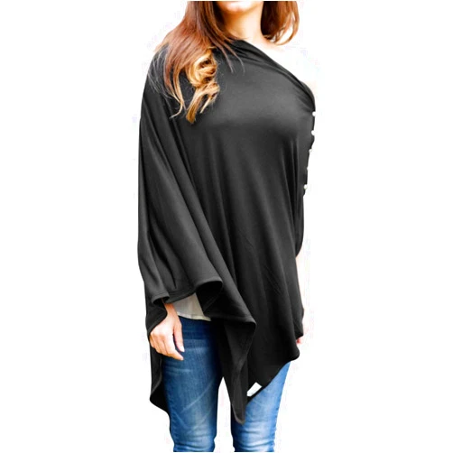 Byrd & Blume Maternity Nursing Cover Breathable Lightweight Breastfeeding Cover Wrap Shawl Scarf Poncho Full 360 (Black, XL)