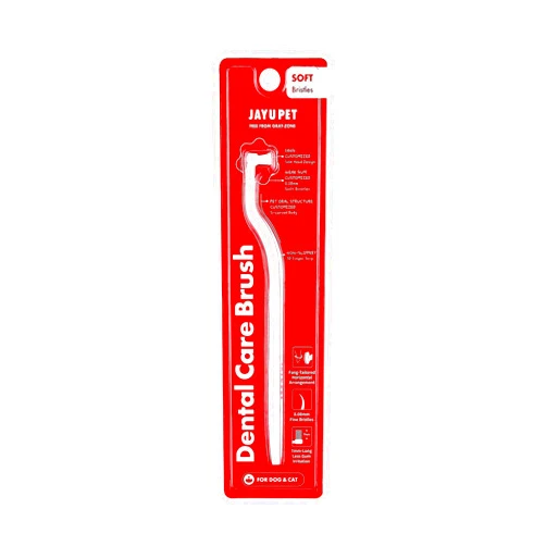 JAYU PET Dental Care Brush (Soft Bristles) - Toothbrush for Cat and Small Dog with Horizontal Head & Easy Grip Handle (1)