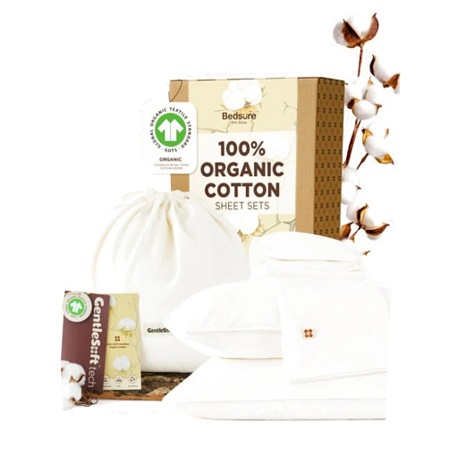Bedsure 100% GOTS Organic Cotton Sheets, Fair Trade Certified King Bedding Set, Eco-Friendly, Soft, 17 inches Deep Pocket King Sheet, Sateen Weave Cotton Luxurious Hotel Bed Set, Ivory