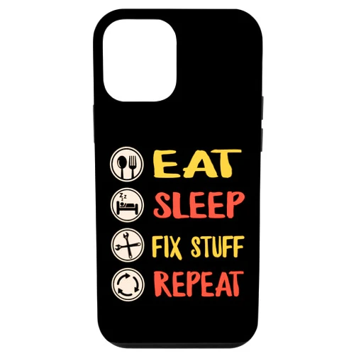Rubike Cube Tees by Maytojuly Co. iPhone 12 mini Eat Fix Stuff Repeat Dad Father's Day handyman repairman Men Case