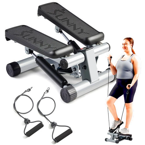 Sunny Health & Fitness Mini Steppers for Exercise at Home, Stair Step Workout Machine with Optional Resistance Bands, Full Body Cardio Equipment, Optional Free SunnyFit App Connection Smart Stepper