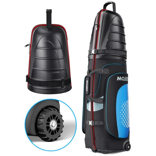 Mojest Golf Travel Bags for Airlines with Wheels, Hard Case Top and 1680D Heavy Duty Oxford Protect Golf Clubs, Lightweight and Easy to Maneuver