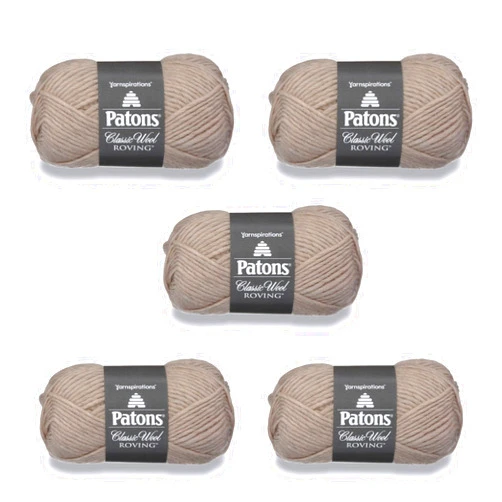 PATONS Classic Wool Natural Yarn - 5 Pack of 3.5oz/100g - Wool - 5 Bulky - 120 Yards - Knitting/Crochet