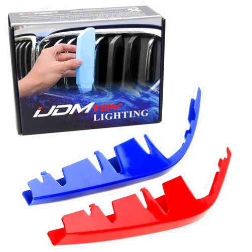 iJDMTOY Exact Fit 3pc Set Iconic Tri-Accent Grille Insert Decoration Trims Compatible with 2019-22 G20 3 Series M340i w/ 8-Beam Diamond Mesh Kidney Grill ONLY