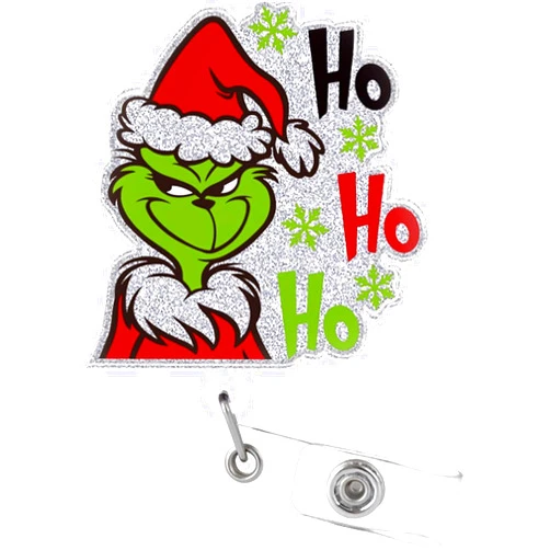 Ldmfcpa Acrylic Christmas Badge Reel, Holiday Nurse Badge Reels with Rotation Alligator Clip, Retractable ID Name Badge Clip, Cute Puppy Santa Gingerbread Badge Holder for Nurse Student (Green)