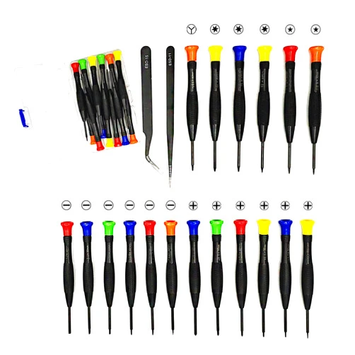 AUDEYA 20 Pieces Precision Magnetic Mini Screwdriver Set, Small Screwdriver Set with Flathead Screwdrivers, Star Screwdrivers Tweezers for Repairing Eyeglass Watch Phone Computer Tablet Jewelers