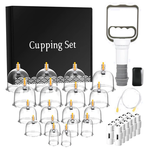 FotizoAce Cupping Set,Cupping Massage Therapy for Massage Back Lumbar, Pain Relief, Physical Therapy, Chinese Muscle Cupping Tool with Pump & Vacuum Silicone Cups for Cellulite Reduction at Home