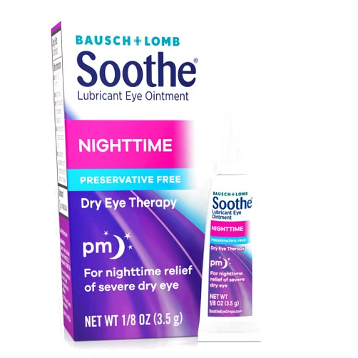 Bausch & Lomb Soothe Eye Ointment by Bausch & Lomb, Lubricant Relief for Dry Eyes, Moisturizing & Comforting Nighttime Dry Eye Therapy, Suitable for Sensitive Eyes, Preservative Free, 1/8 Oz