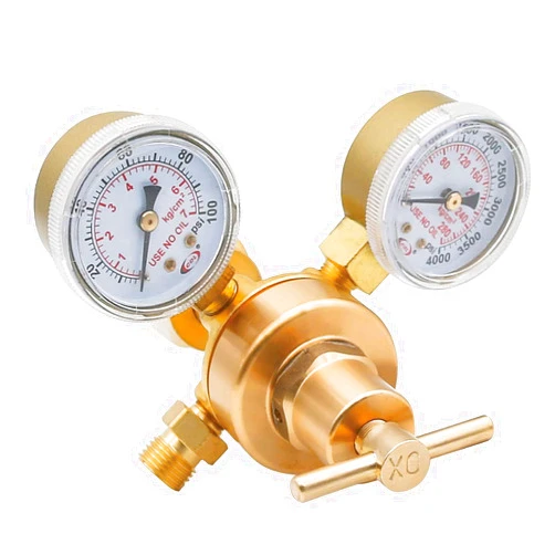 CDL LX45 Oxygen Brass Regulator Compatible with Welding Victor Gas Cutting Torch CGA540 Rear Mount Fitting, Dual gauge,T-Handle