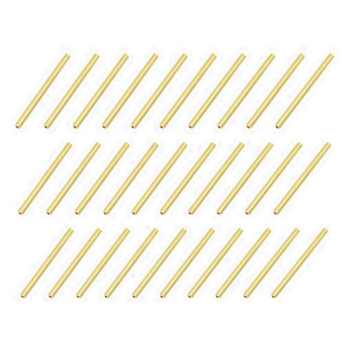 uxcell Brass Round Tube, 2mm OD 0.5mm Wall Thickness 30mm Length Seamless Pipe Tubing for DIY Crafts 30 Pcs