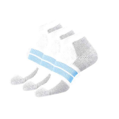 thorlos womens 84 N Max Cushion Running Low Cut Socks Medium White/Pale Blue (3 Pair Pack)