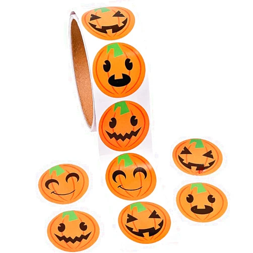 Fun Express Jack o Lantern Pumpkin Face Halloween Roll Stickers ~ 100 per roll