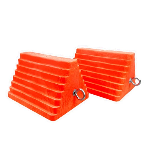 ROBLOCK 2 Pack Wheel Chocks Heavy Duty Orange with Eyebolt for Travel Trailer, 10