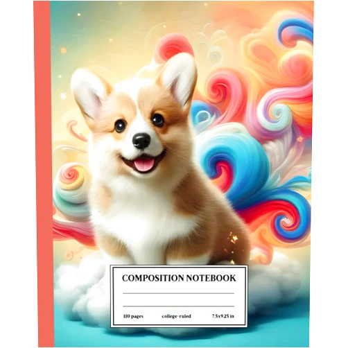 Jasmine LeBlanc Cloudy Corgi: Composition Notebook College Ruled: Sky High Smiles and Puppy Joy