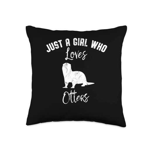 The Space Otter - Otter Décor & Animal Lover Gifts Just a Girl Who Loves Otters Cute Women's Animal Lover Throw Pillow, 16x16, Multicolor