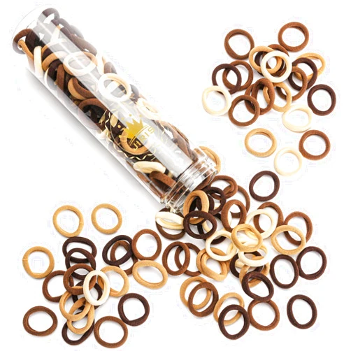 JIRIS 100PCS Brown Hair Ties for Women And Kids, Seamless Thick Brown Hair Band, Elastic Baby Hair Ties No Damage Ponytail Holder, Cotton Toddler Hair Tie, No Crease Small Hair Ties For Toddler Girls