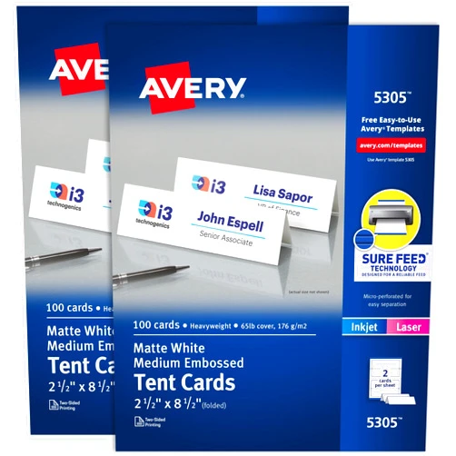 Avery Printable Tent Cards with Sure Feed Technology, 2.5