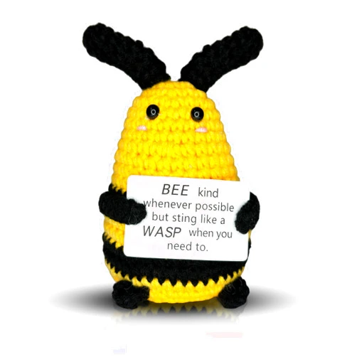 SACHPER Picke Buddies Kind Wasp Bee - Emotional Support Crochet Dolls Handmade Positive Crochet Animals Gifts Desk Decor Emotional Support Plush for Anxiety & Stress Relief Positive Bee