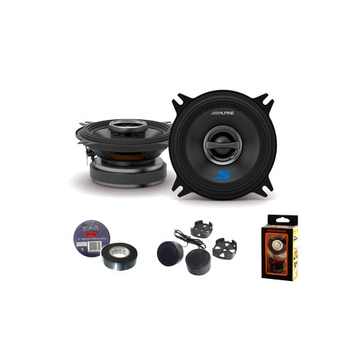 Absolute USA Alpine S-S40 S-Series 4-inch Coaxial 2-Way Speakers (Pair) - Contains 4x6 Adapter Plate Bundle