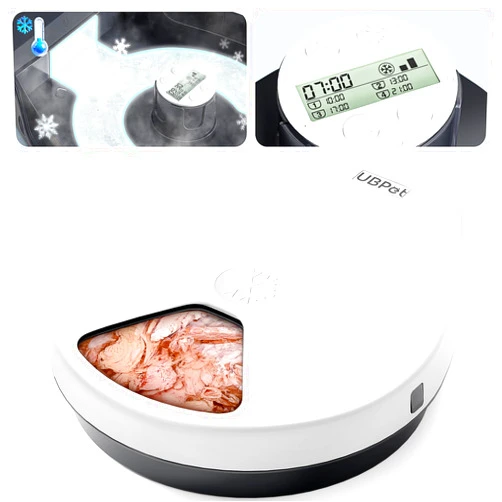 UBPET F10 Automatic Cat Feeder Wet Food, Semiconductor Cooling 5 Meal Timed Wet Food Dispenser, 24-Hour Freshness 3 Cooling Modes, Dry and Wet Food Automatic Feeder for Cats and Dogs