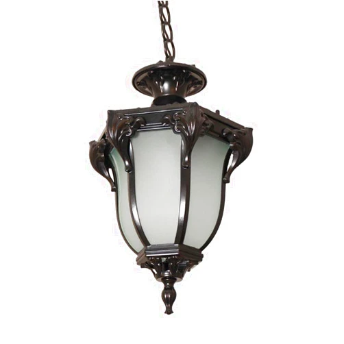 MADPIE Vintage Outdoor Pendant Light Waterproof Modern Farmhouse Exterior Hanging Porch Light with Adjustable Chain Frosted Glass Pendant Lamp for House Patio Garage Entryway (Color : Black, Size : 23CM)
