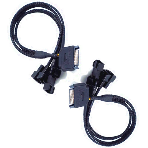 SiyuXinyi PVC Insulated SATA to 4 x 3 Pin / 4 Pin PMW 12V PC Case Fan Power Adapter Cable, 4 Pin Fan Splitter Power Cable PWM Fan Power Extension (Powering 4 Fans from 1 Connection) -2 Pack