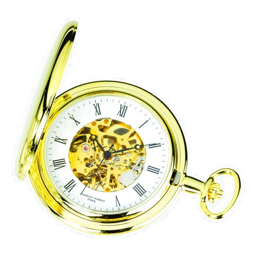 CHARLES-HUBERT PARIS Charles-Hubert, Paris Gold-Plated Mechanical Pocket Watch