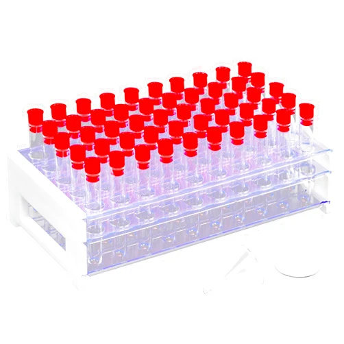 Lainrrew Test Tubes with Rack,50 Pack Clear Plastic Test Tubes13x78mm - with Secure Caps & Durable Holder Rack, Ideal for Scientific Experiments, Candy Beads Sample Storage, Kids Party Supplies (13x78mm)