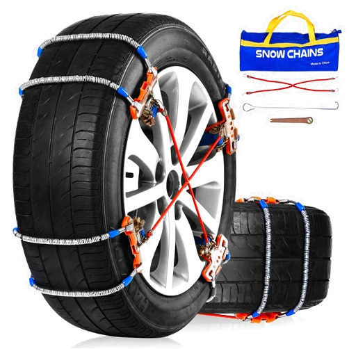 QIYISS Snow Chains, Tire Chains for SUV Car Pickup Trucks, Universal Adjustable Emergency Traction Chains, Tire Width 205-265MM 8PCS